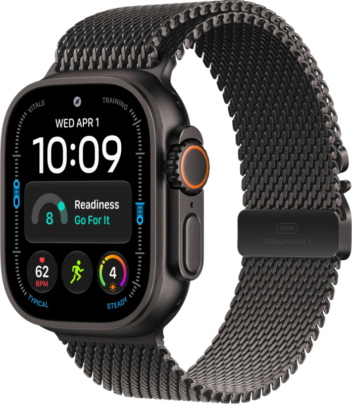 Apple Watch Ultra 4, 49 мм, Black Titanium Black Milanese Loop L